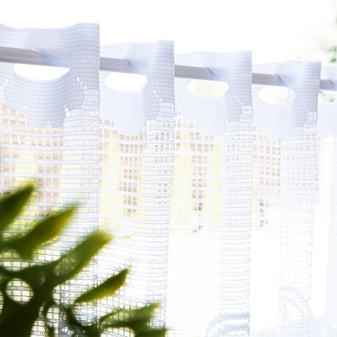 Zazdrostka żakardowa ze wzorem pasowym, wysokość 50cm, kolor 001 biały 044330/000/001/000050/1