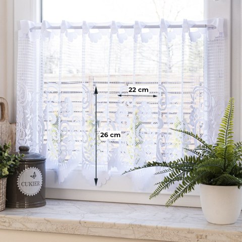 Zazdrostka żakardowa ze wzorem pasowym, wysokość 50cm, kolor 001 biały 044330/000/001/000050/1