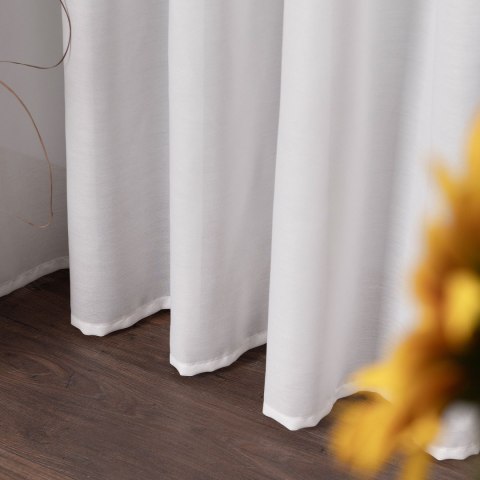 BASIC Zasłona gotowa na przelotkach (srebro chrom), szerokość 145 x wysokość 230cm, kolor 010 biały TD0005/ZGP/010/145231/1