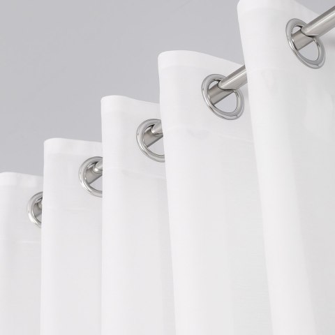 BASIC Zasłona gotowa na przelotkach (srebro chrom), szerokość 145 x wysokość 250cm, kolor 010 biały TD0005/ZGP/010/145251/1