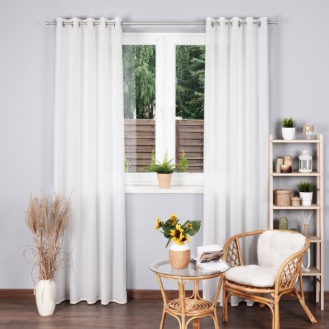 BASIC Zasłona gotowa na przelotkach (srebro chrom), szerokość 145 x wysokość 250cm, kolor 010 biały TD0005/ZGP/010/145251/1