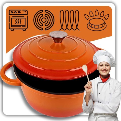 EMALIOWANY GARNEK ŻELIWNY 26cm 5L HAGE ORANGE