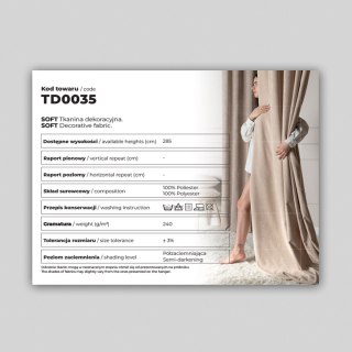 Próbnik SOFT tkanina dekoracyjna,wysokość 285 cm TD0035/PRO/000/000285/1