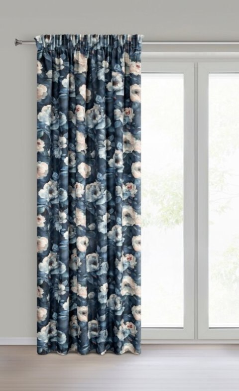 ZASŁONA GOTOWA KIRA NA TAŚMIE 140 X 270 CM GRANATOWY