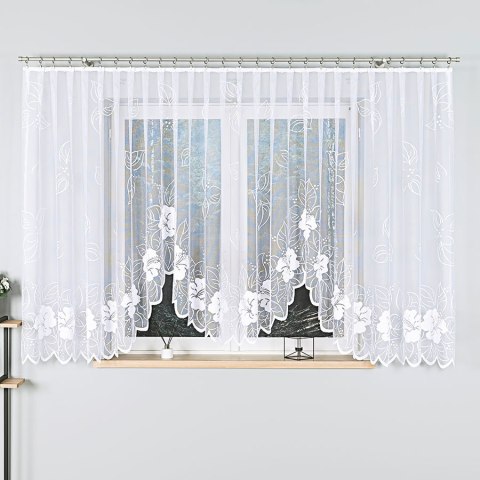 GRACJANA Firanka żakardowa gotowa, szerokość 480 x wysokość 160cm, kolor 001 biały 017175/FBL/001/480160/1