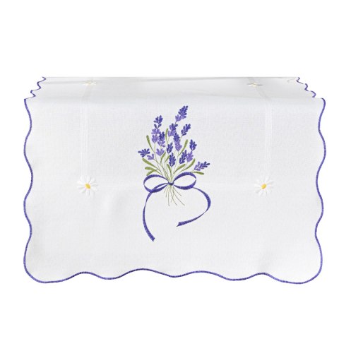 LAWENDOWA POLANA Bieżnik z haftem, szerokość 38cm x wysokość 160cm, kolor 001 biały 291771/KSP/001/038160/1