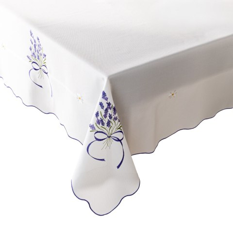 LAWENDOWA POLANA Obrus z haftem, szerokość 140cm x wysokość 240cm, kolor 001 biały 291771/KSP/001/140240/1