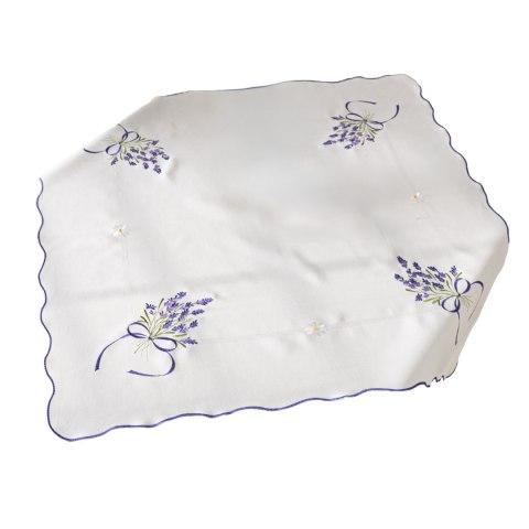 LAWENDOWA POLANA Serweta z haftem, szerokość 85cm x wysokość 85cm, kolor 001 biały 291771/KSP/001/085085/1