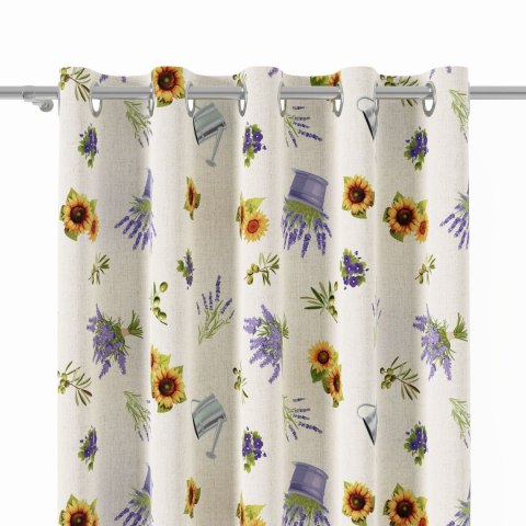 SŁONECZNIKI Z LAWENDĄ Tkanina dekoracyjna OXFORD WODOODPORNY, szerokość 135cm, kolor 009 D00329/OXW/009/135000/1