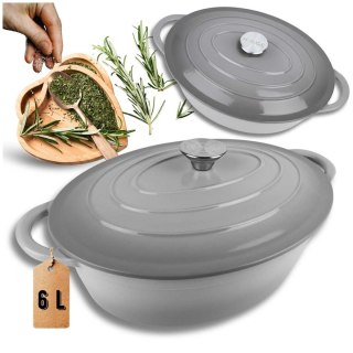 EMALIOWANA BRYTFANNA ŻELIWNA GĘSIARKA 6L HAGE SZARA