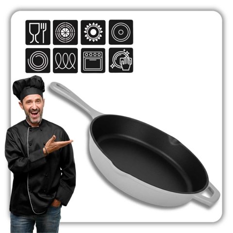 EMALIOWANA PATELNIA ŻELIWNA 26cm HAGE SZARA