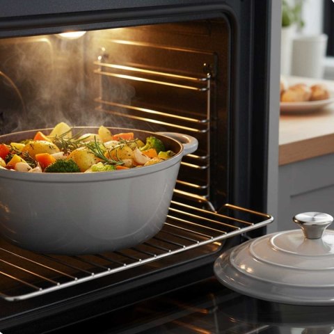 EMALIOWANY GARNEK ŻELIWNY 22cm 3L HAGE SZARY