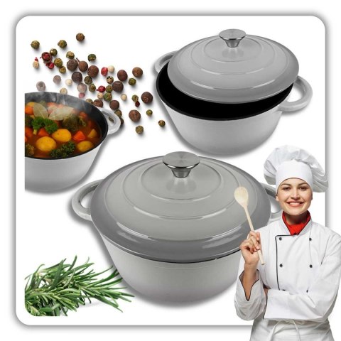 EMALIOWANY GARNEK ŻELIWNY 22cm 3L HAGE SZARY