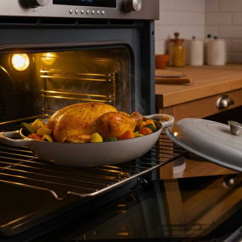 EMALIOWANY GARNEK ŻELIWNY PŁASKI 30cm 3L HAGE SZARY