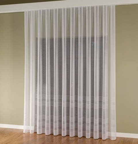 Firanka fantazyjna z ołowianką ze wzorem na samym dole z błyszczącą nitką, wysokość 300cm, kolor 002 biały 001856/OLO/002/000300