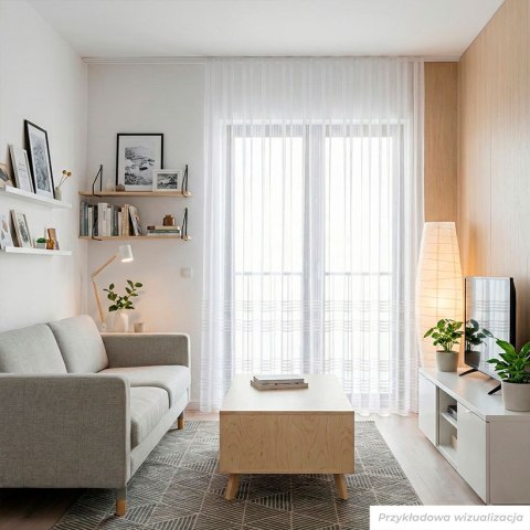 Firanka fantazyjna z ołowianką ze wzorem na samym dole z błyszczącą nitką, wysokość 300cm, kolor 002 biały 001856/OLO/002/000300