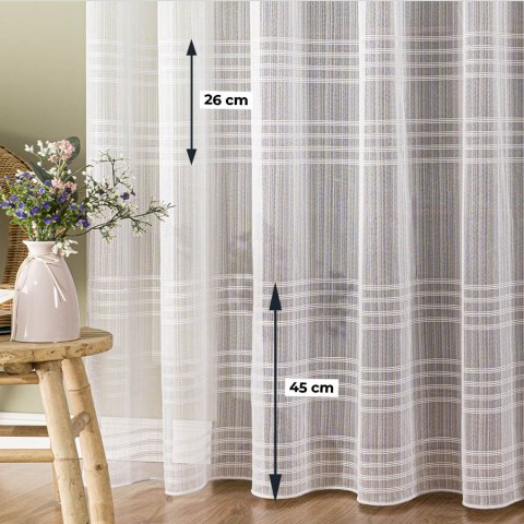 Firanka fantazyjna z ołowianką ze wzorem na samym dole z błyszczącą nitką, wysokość 300cm, kolor 002 biały 001856/OLO/002/000300