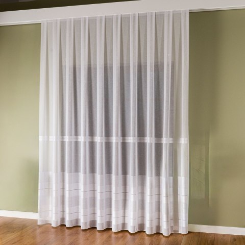 Firanka fantazyjna ze wzorem na samym dole z ołowianką, wysokość 300cm, kolor 001 biały 019355/OLO/001/000300/1