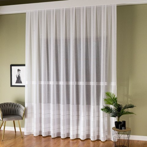 Firanka fantazyjna ze wzorem na samym dole z ołowianką, wysokość 300cm, kolor 001 biały 019355/OLO/001/000300/1