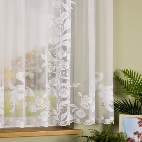 Firanka żakardowa ze wzorem rosnącym, wysokość 155cm, kolor 001 biały 054452/000/001/000155/1