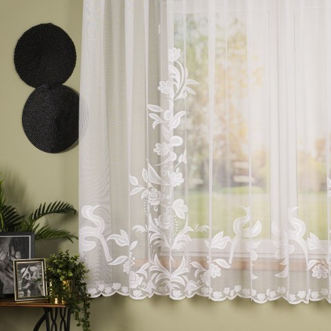 Firanka żakardowa ze wzorem rosnącym, wysokość 175cm, kolor 001 biały 054452/000/001/000175/1