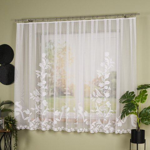 Firanka żakardowa ze wzorem rosnącym, wysokość 175cm, kolor 001 biały 054452/000/001/000175/1