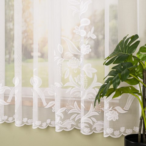 Firanka żakardowa ze wzorem rosnącym, wysokość 175cm, kolor 001 biały 054452/000/001/000175/1