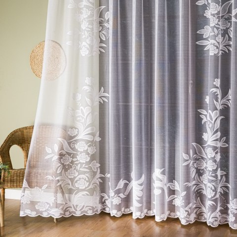 Firanka żakardowa ze wzorem rosnącym, wysokość 250cm, kolor 001 biały 054452/000/001/000250/1