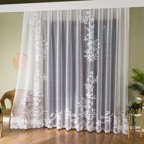 Firanka żakardowa ze wzorem rosnącym, wysokość 250cm, kolor 001 biały 054452/000/001/000250/1