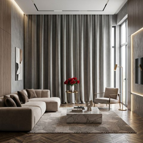 MATT VELVET Tkanina dekoracyjna, wysokość 320cm, kolor 016 szary MATVEL/TDP/016/000320/1