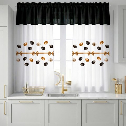 PISANKI GLAMOUR Tkanina dekoracyjna obrusowa NINA WODOODPORNA, 160cm, kolor 006 czarno-złoty DWI413/NIW/N06/160000/1