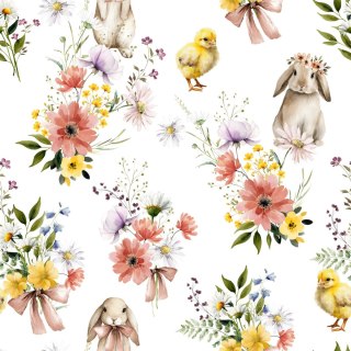 WIELKANOC W KWIATACH Tkanina dekoracyjna NINA WODOODPORNA, 160cm, kolor 009 wielokolorowy DWI400/NIW/009/160000/1