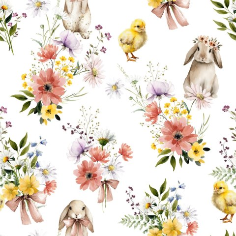 WIELKANOC W KWIATACH Tkanina dekoracyjna NINA WODOODPORNA, 160cm, kolor 009 wielokolorowy DWI400/NIW/009/160000/1