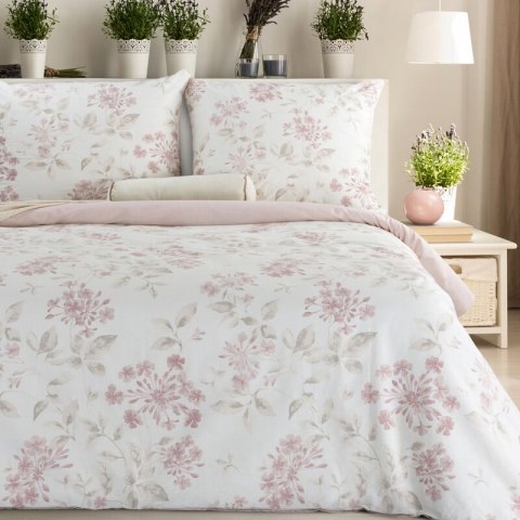 KOMPLET POŚCIELI BAWEŁNIANEJ LILA 140 X 200 CM PUDROWY RÓŻ