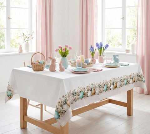 ŁĄKOWE PISANKI Tkanina dekoracyjna obrusowa NINA WODOODPORNA, 160cm, kolor 004 beżowy DWI412/NIW/N04/160000/1