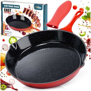 PATELNIA ŻELIWNA EMALIOWANA 20cm Z SILIKONOWĄ NAKŁADKĄ 199154