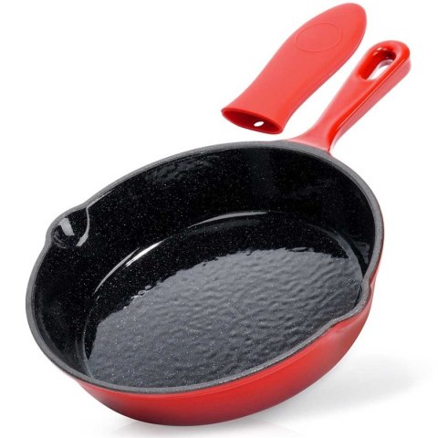 PATELNIA ŻELIWNA EMALIOWANA 20cm Z SILIKONOWĄ NAKŁADKĄ 199154