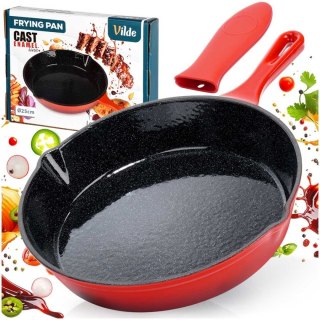 PATELNIA ŻELIWNA EMALIOWANA 25cm Z SILIKONOWĄ NAKŁADKĄ 199155