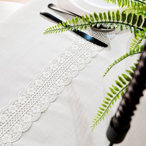 SEVILLA Obrus z gipiurą, szerokość 110cm x wysokość 160cm, kolor 001 biały 202551/KSP/001/110160/1