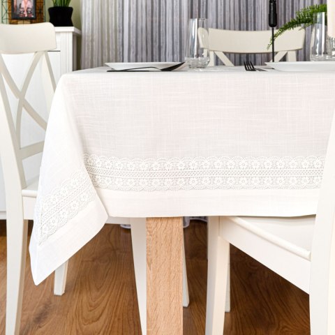 SEVILLA Obrus z gipiurą, szerokość 140cm x wysokość 220cm, kolor 001 biały 202551/KSP/001/140220/1