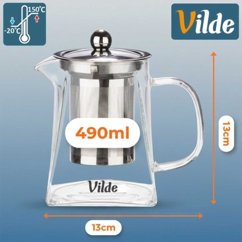 DZBANEK SZKLANY 490ml Z ZAPARZACZEM DO HERBATY ZIÓŁ 259411