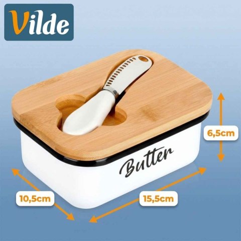 MASELNICZKA MASELNICA METALOWA Z NOŻYKIEM BIAŁA 139515