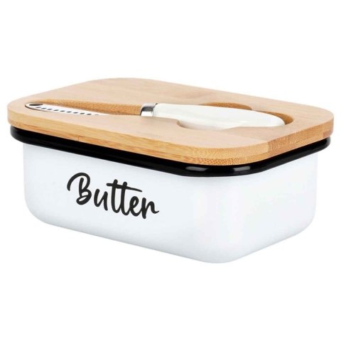 MASELNICZKA MASELNICA METALOWA Z NOŻYKIEM BIAŁA 139515