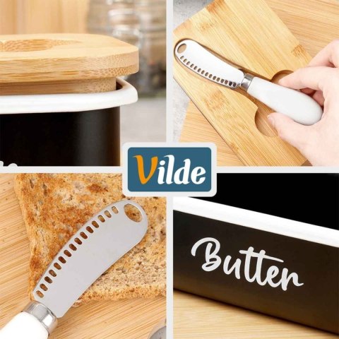 MASELNICZKA MASELNICA METALOWA Z NOŻYKIEM BIAŁA 139516