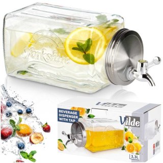 SŁÓJ SZKLANY 3,3l DO NAPOJÓW Z KRANIKIEM PŁASKI DO LODÓWKI 139837