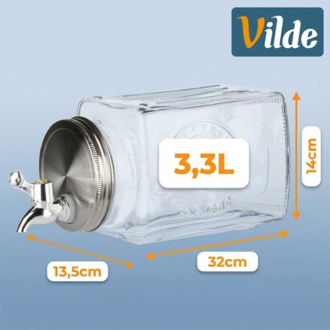 SŁÓJ SZKLANY 3,3l DO NAPOJÓW Z KRANIKIEM PŁASKI DO LODÓWKI 139837