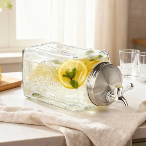 SŁÓJ SZKLANY 3,3l DO NAPOJÓW Z KRANIKIEM PŁASKI DO LODÓWKI 139837