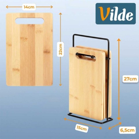 ZESTAW 4 BAMBUSOWYCH DESEK KUCHENNYCH 22x14cm W STOJAKU 259441