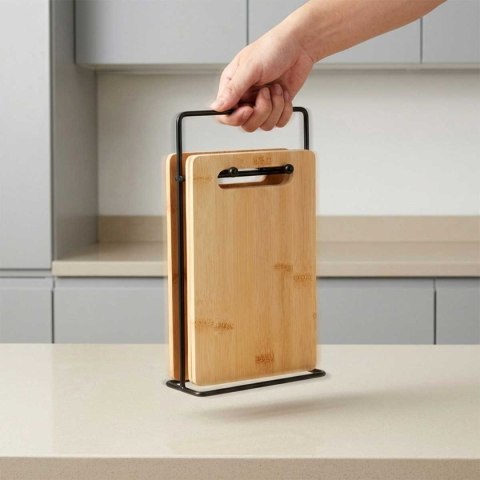 ZESTAW 4 BAMBUSOWYCH DESEK KUCHENNYCH 22x14cm W STOJAKU 259441