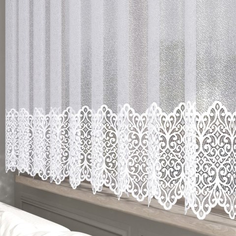 Firanka żakardowa ze wzorem na samym dole, wysokość 160cm, kolor 001 biały 019470/000/001/000160/1